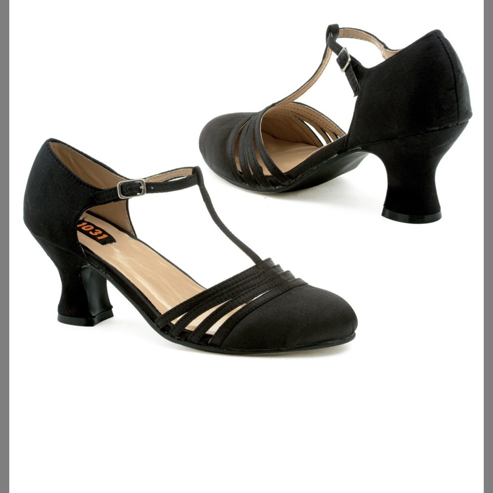 Ellie Lucille black satin dance party pumps